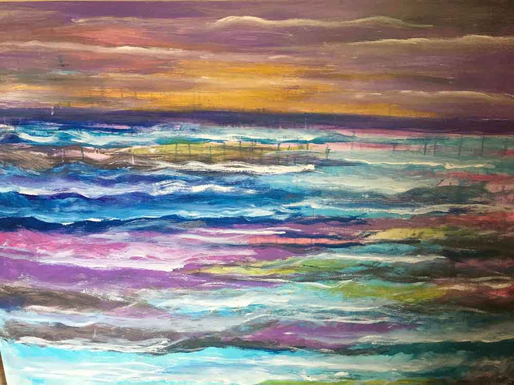Abstract artwork by Yasemen Asad. Medium : acrylic on stretched canvas. Dimensions: 48x36 inches.