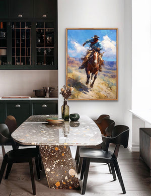 Original Custom Oil Painting – Cowboy on Horseback 36x24 inches